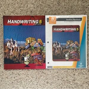 BJU Press Handwriting 5 Second Edition Lot of 2 Books Worktext & Handouts